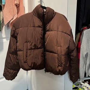H&M Crop Brown Puffer Jacket SIZE:M